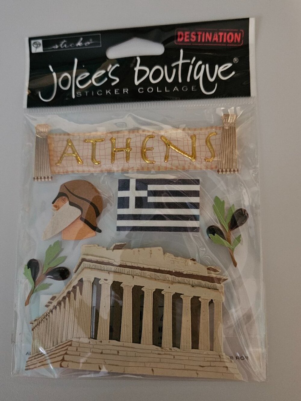RARE JOLEE'S BOUTIQUE ATHENS GREECE PARTHENON FLAG GREEK SCRAPBOOKING STICKERS